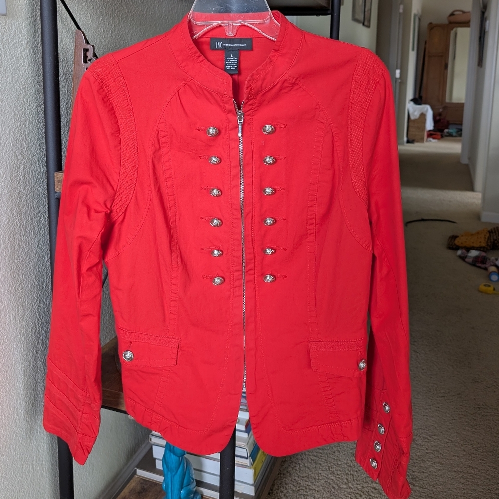 INC Red Military Style Jacket